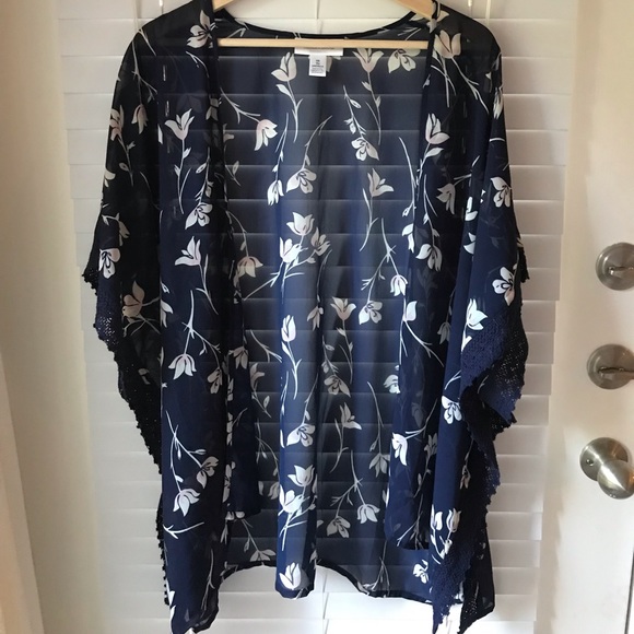 Motherhood Maternity Tops - Blue Floral Kimono Motherhood Maternity Tops - Blue Floral Kimono